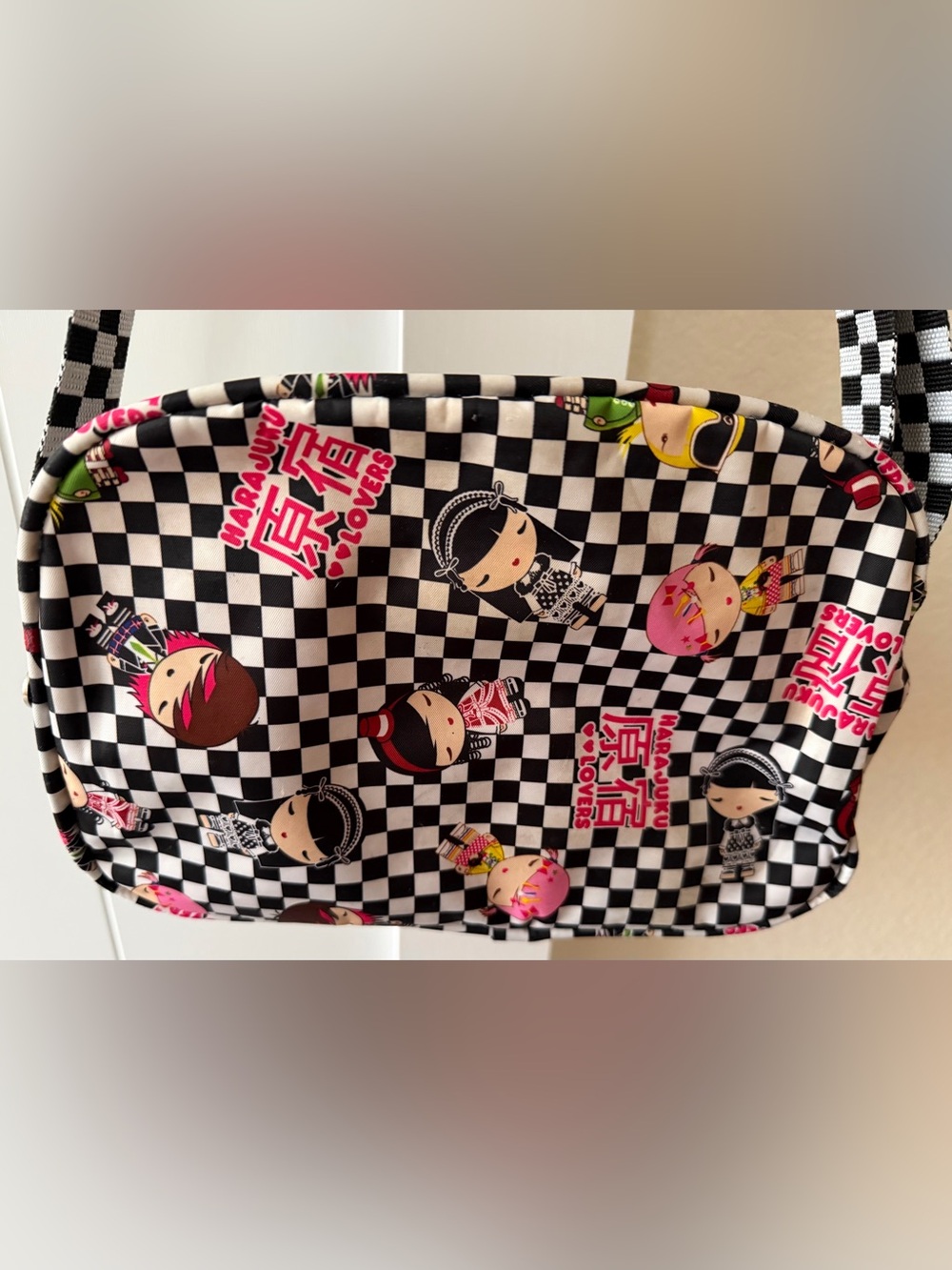 Harajuku Lovers Crossbody Black and White Checkered Bag - Picture 11 of 12